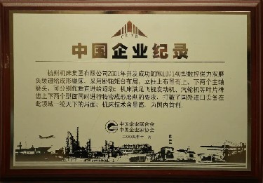 中國企業(yè)記錄（MKLD7140型數(shù)控強力雙磨頭緩進(jìn)給成形磨床）